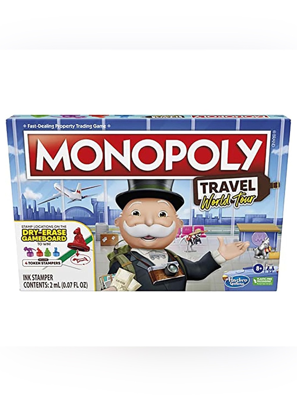 Hasbro Gaming Monopoly World Tour Board Game Token Stampers Dry-Erase Gameboard